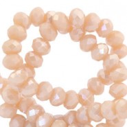 Abalorios de vidrio rondelle Facetados 4x3mm - Rosa concha suave-revestimiento pearl shine